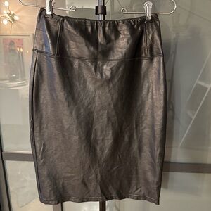 Black Leather Pencil Stretchy Skirt